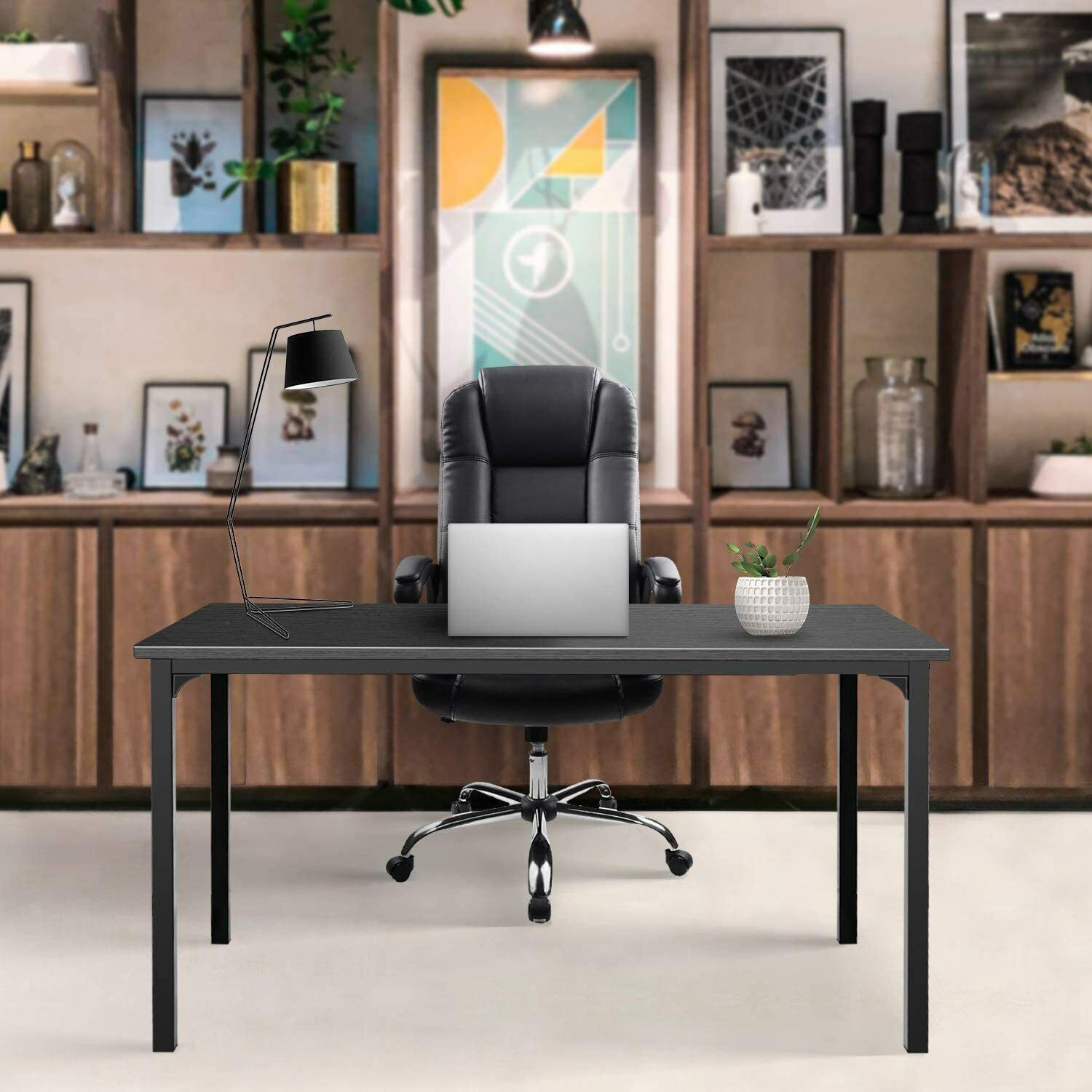 Simple Deluxe Modern Design, Simple Style Table Home Office Computer Desk for Working, Studying, Writing or Gaming, Black Doba